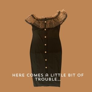Sheer Ruffle Off The Shoulder Wiggle Dress